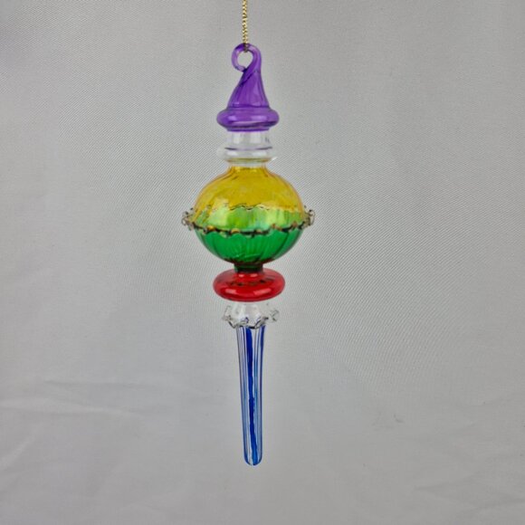 Vintage Handblown Glass Painted Finial Ornaments  Lot of 6 - Picture 7 of 15